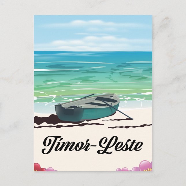 Postal Póster de viaje retro de Timor-Leste. (Anverso)