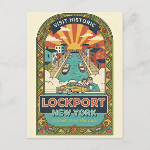 Postal Póster de viaje retro Lockport NY