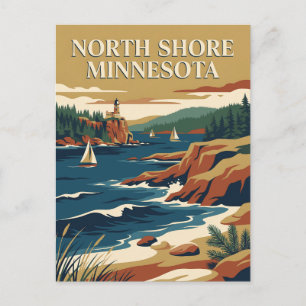 Postal Póster de viaje retro vintage de la costa norte de