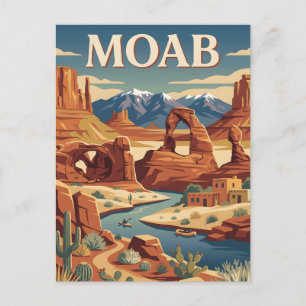 Postal Póster de viaje retro vintage de Moab Utah Roca Ro