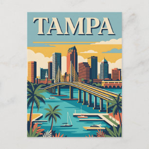 Postal Póster de viaje retro vintage de Tampa Florida Bay