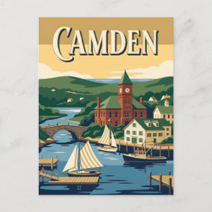 Postal Póster de viaje retro vintage del puerto de Camden