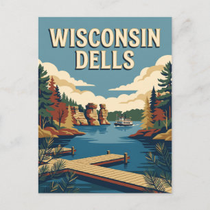Postal Póster de viaje retro vintage del río Wisconsin De