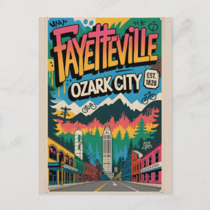 Postal Póster de viaje urbano de graffiti de Fayetteville