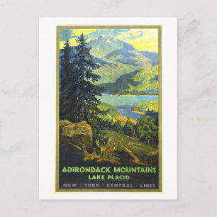 Postal Póster de viaje vintage Adirondacks y Lake Placid