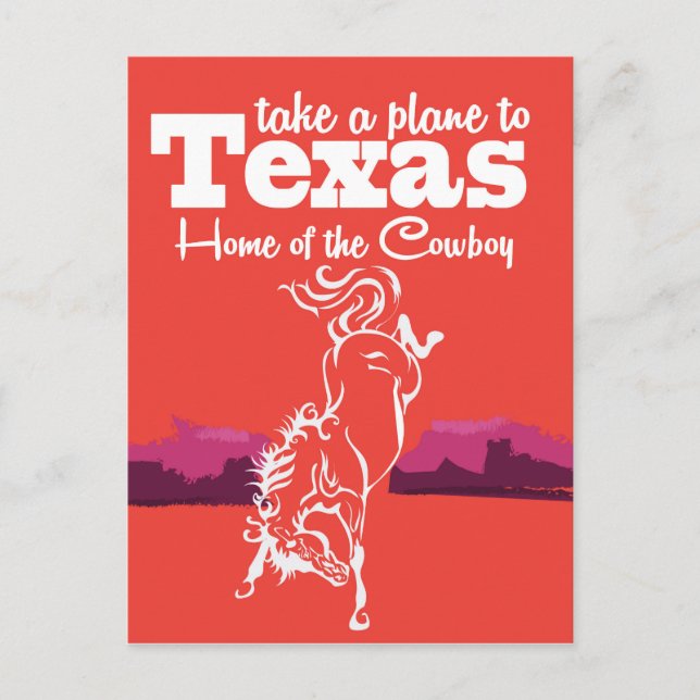 Postal Póster de viaje vintage alternativo rojo de Texas (Anverso)
