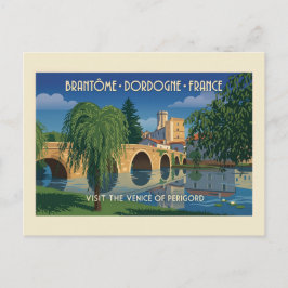 Postal Póster de viaje vintage Brantôme Dordoña Francia