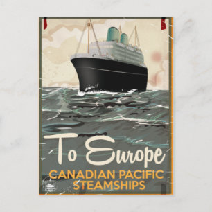 Postal Póster de viaje vintage canadiense a Europa