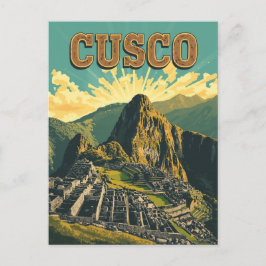 Postal Póster de viaje Vintage Cusco Perú Ruinas
