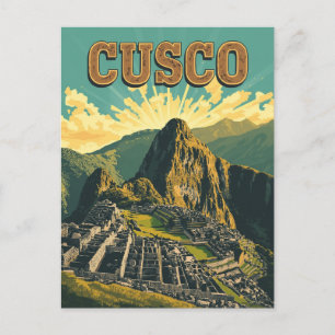 Postal Póster de viaje Vintage Cusco Perú Ruinas