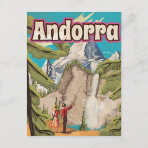 Postal Póster de viaje vintage de Andorra