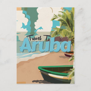 Postal Póster de viaje vintage de Aruba.