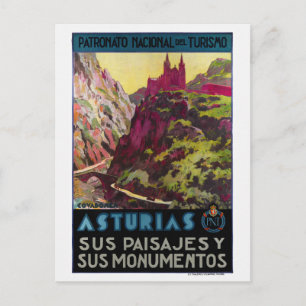 Postal Póster de viaje vintage de Asturias España