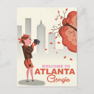Postal Póster de viaje vintage de Atlanta Georgia