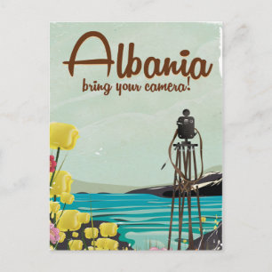 Postal Póster de viaje vintage de cámara Albania