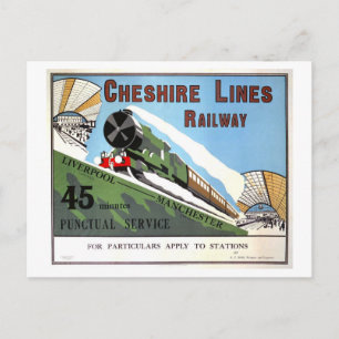 Postal Póster de viaje vintage de Cheshire Lines Railway