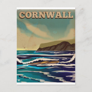 Postal Póster de viaje vintage de Cornualles