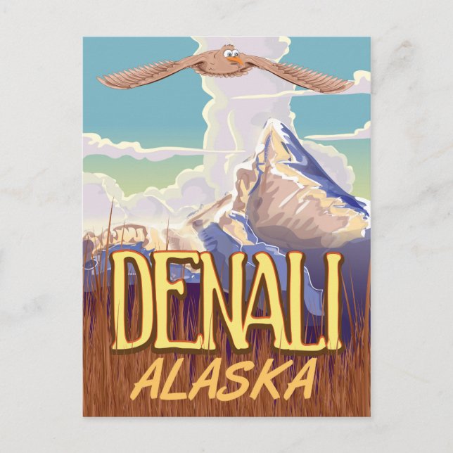 Postal Póster de viaje vintage de dibujos animados de Den (Anverso)