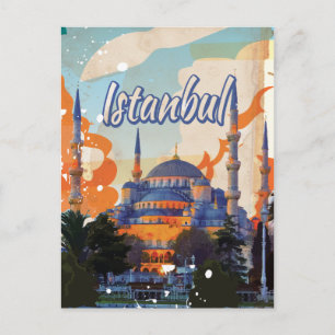 Postal Póster de viaje vintage de Estambul