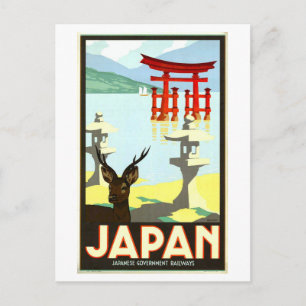 Postal Póster de viaje vintage de Japón