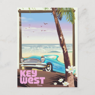 Postal poster de viaje vintage de key west florida
