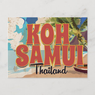 Postal Póster de viaje vintage de Koh Samui, Tailandia
