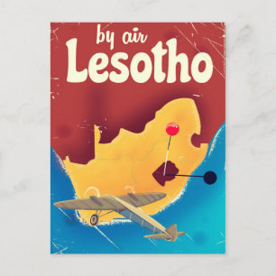 Postal Póster de viaje vintage de Lesotho