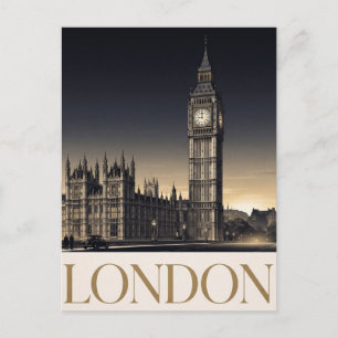 Postal Póster de viaje vintage de Londres con Big Ben