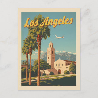 Postal Póster de viaje vintage de Los Ángeles Misión