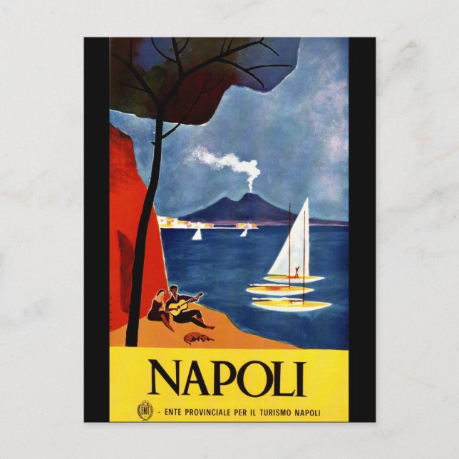 Postal Poster de viaje vintage de Nápoles (Anverso)