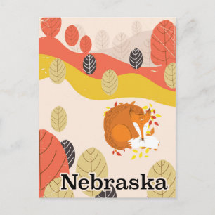 Postal Poster de viaje vintage de Nebraska Sleeping Fox