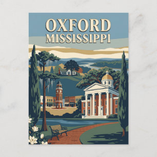 Postal Póster de viaje vintage de Oxford Mississippi Squa