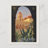 Póster de viaje vintage de Palermo Sicilia años 20