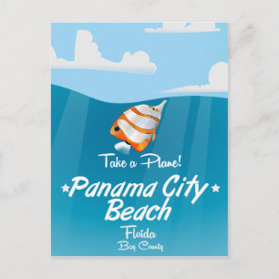 Postal Póster de viaje vintage de Panama City Beach Flori