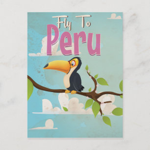 Postal Póster de viaje vintage de Perú