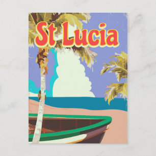 Postal Póster de viaje vintage de playa de Santa Lucía
