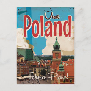 Postal Póster de viaje vintage de Polonia