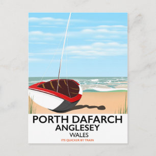 Postal Póster de viaje vintage de Porth Dafarch, Anglesey
