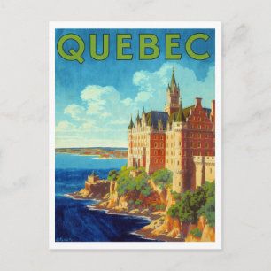 Postal Póster de viaje vintage de Quebec - Château Fronte