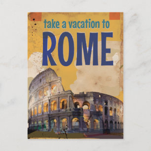 Postal Póster de viaje vintage de Roma