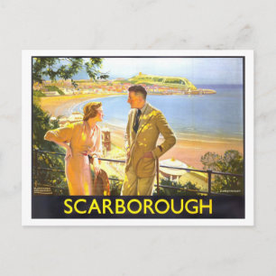Postal Póster de viaje vintage de Scarborough