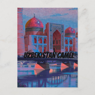 Postal Póster de viaje vintage de Uzbekistán, camello des