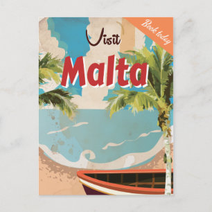 Postal Póster de viaje vintage de vacaciones en Malta.