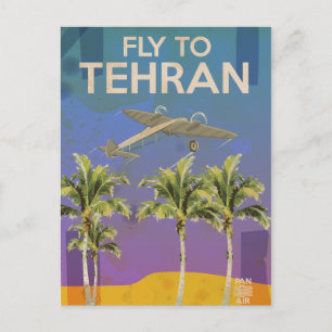 Postal Póster de viaje vintage de viaje en avión a Teherá