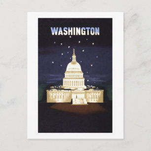 Postal Póster de viaje vintage de Washington, D.C.