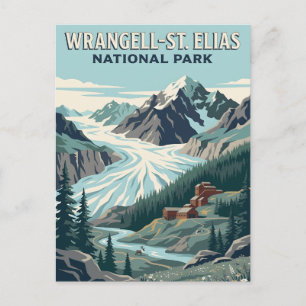 Postal Póster de viaje vintage de Wrangell-St. Elias Alas