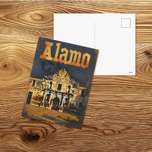 Postal Póster de viaje vintage del histórico Álamo