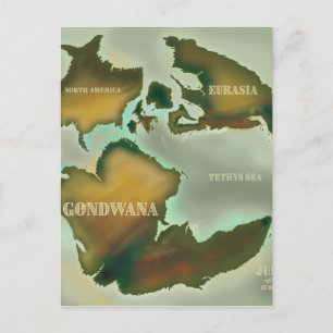 Postal Póster de viaje vintage del mapa jurásico.