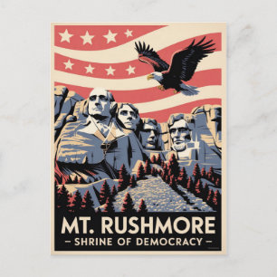 Postal Póster de viaje vintage del Mt. Rushmore