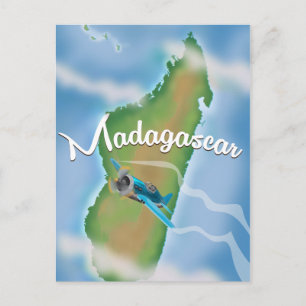 Postal Póster de viaje vintage del paisaje de Madagascar.